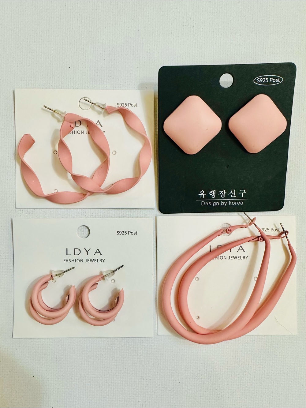 Pink Statement Hoop Earrings 4 Pair Bundle